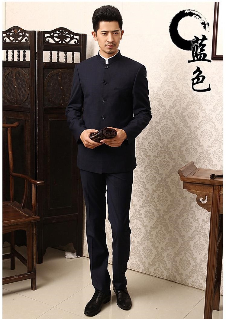 福連文苑商務(wù)休閑男士立領(lǐng)中山裝