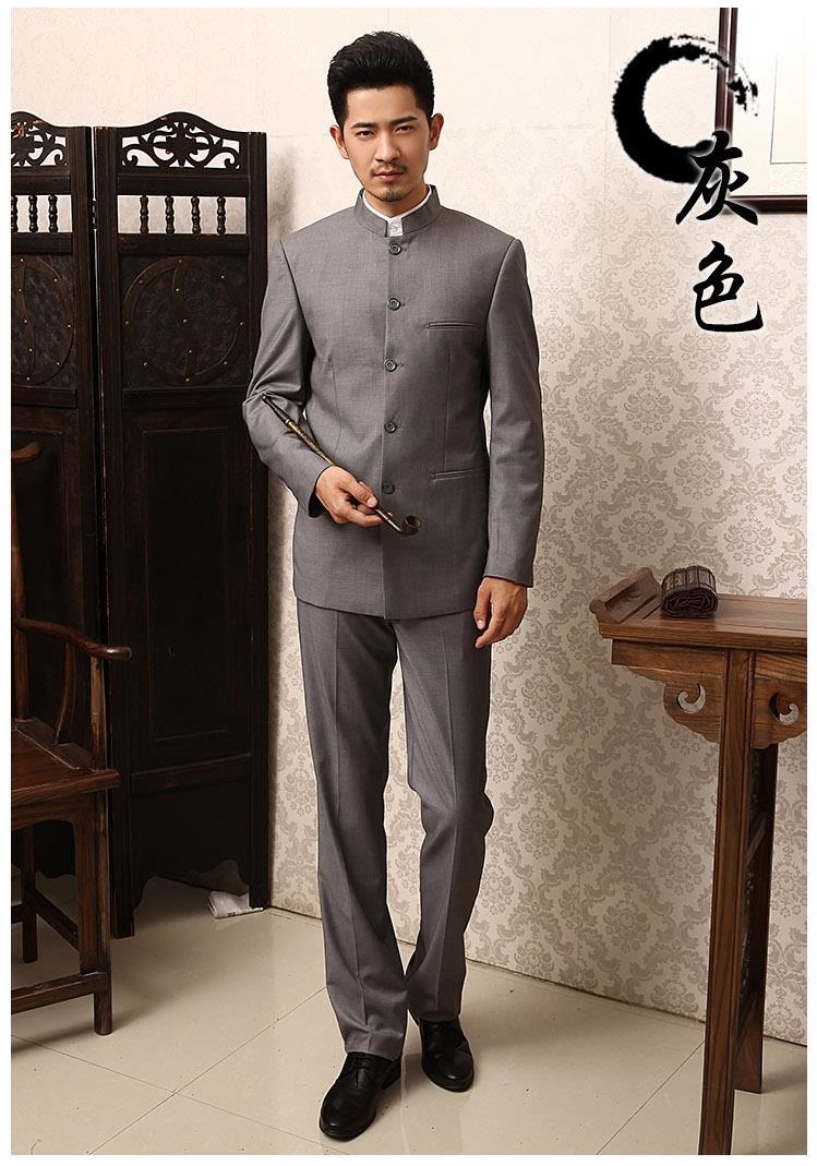 福連文苑商務(wù)休閑男士立領(lǐng)中山裝