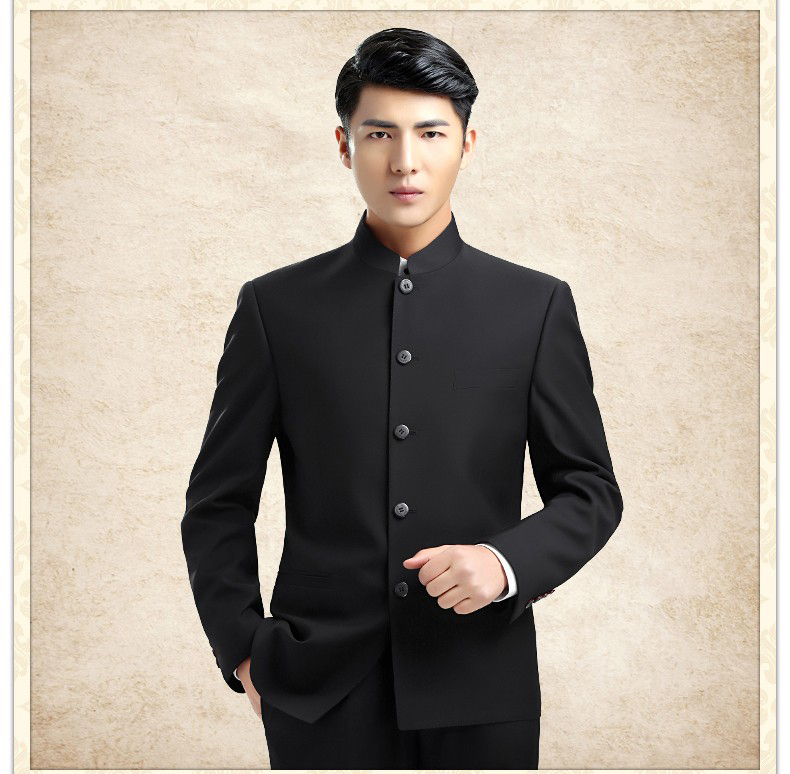 時(shí)尚福連文苑中華立領(lǐng)男青年修身中山裝