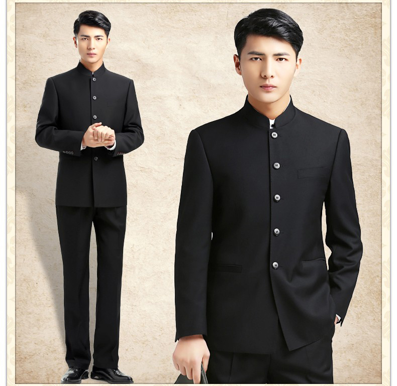 時(shí)尚福連文苑中華立領(lǐng)男青年修身中山裝