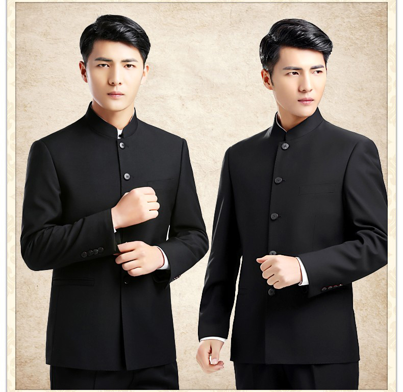 時(shí)尚福連文苑中華立領(lǐng)男青年修身中山裝