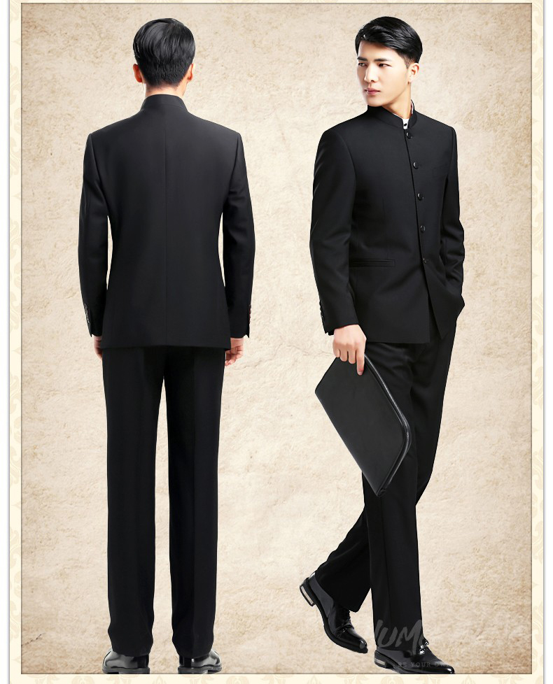 時(shí)尚福連文苑中華立領(lǐng)男青年修身中山裝