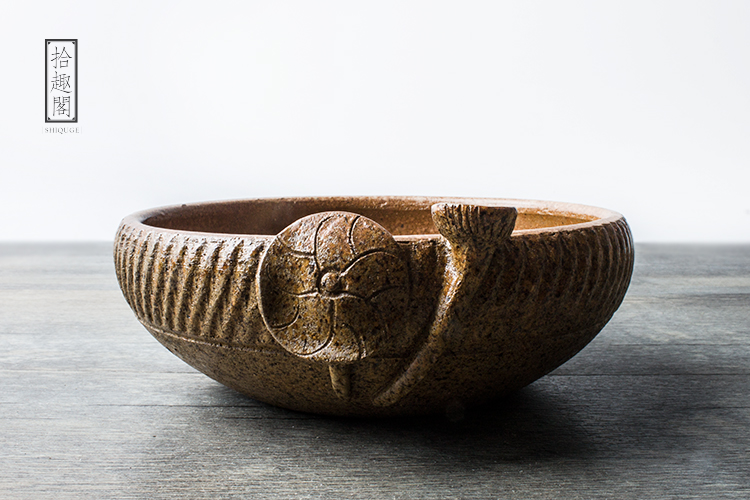 復古蓮花手工粗陶茶洗水盂