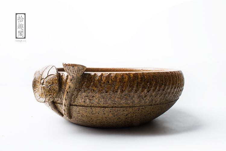 復古蓮花手工粗陶茶洗水盂