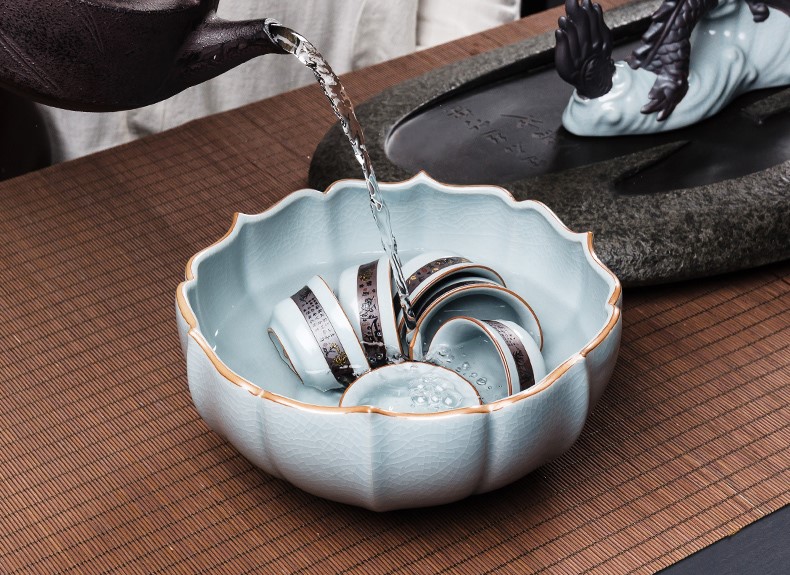 開(kāi)片大號(hào)陶瓷汝窯茶洗水盂