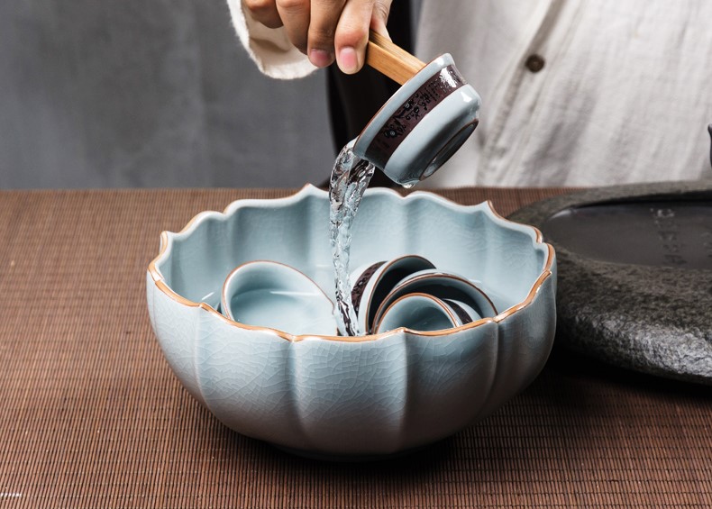 開(kāi)片大號(hào)陶瓷汝窯茶洗水盂