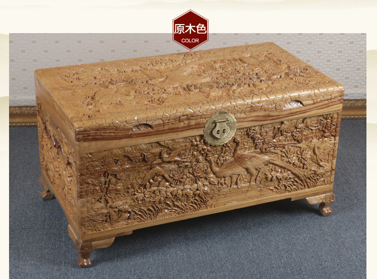 全香樟木箱子，實木中式仿古雕木箱子