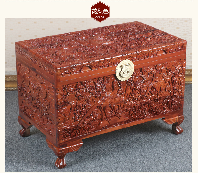 全香樟木箱子，實木中式仿古雕木箱子