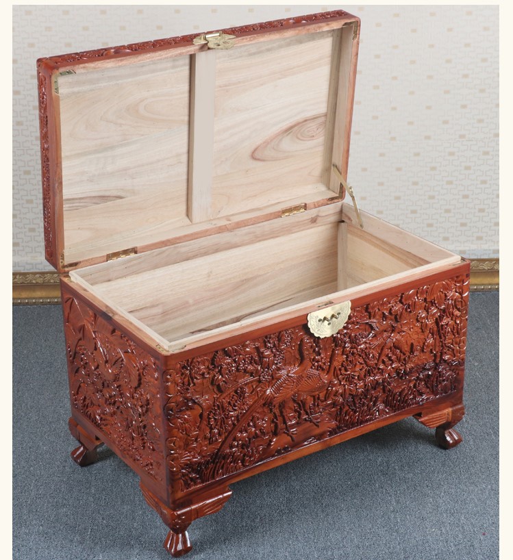 全香樟木箱子，實木中式仿古雕木箱子