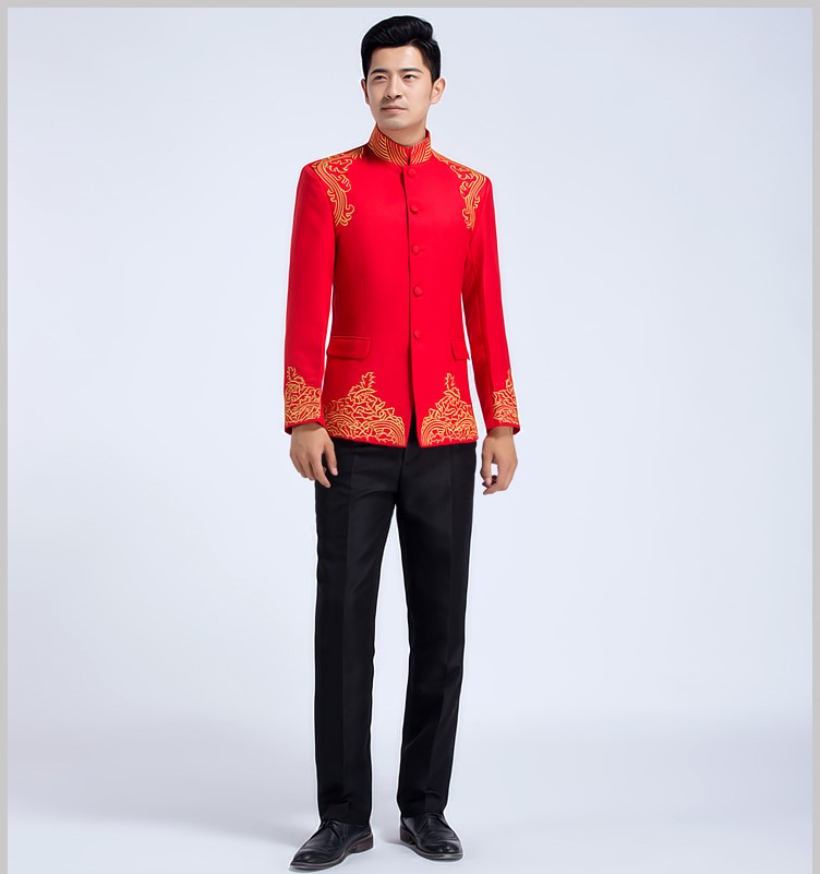 四季中式立領(lǐng)主持禮服，男士改良中山裝