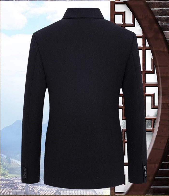 福連文苑羊毛妮子秋冬中老年中山裝