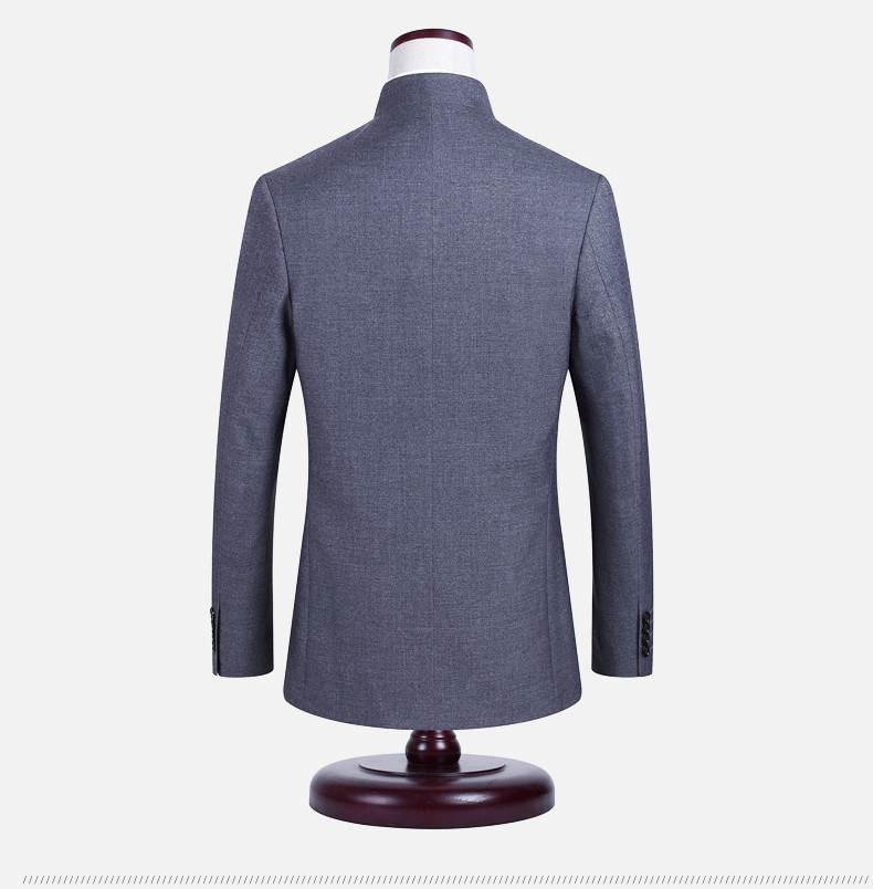 立領(lǐng)圓角福連文苑男士修身版中山裝