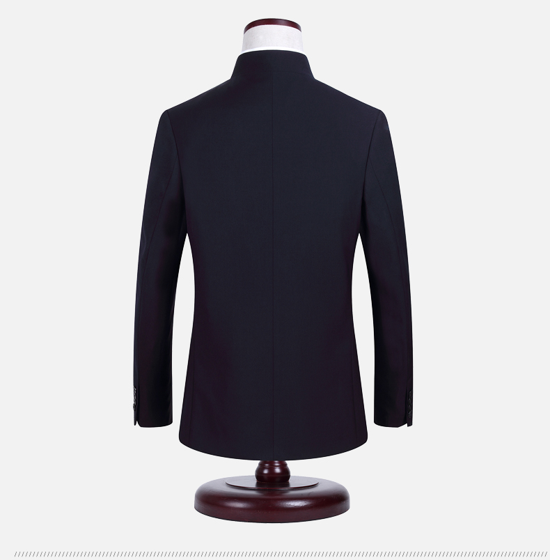 立領(lǐng)圓角福連文苑男士修身版中山裝