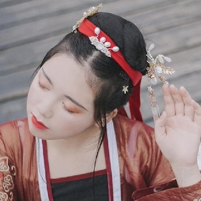 紅衣少女頭像，唯美古風女子真人頭像