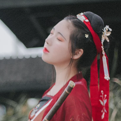 紅衣少女頭像，唯美古風女子真人頭像