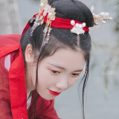 紅衣少女頭像，唯美古風女子真人頭像