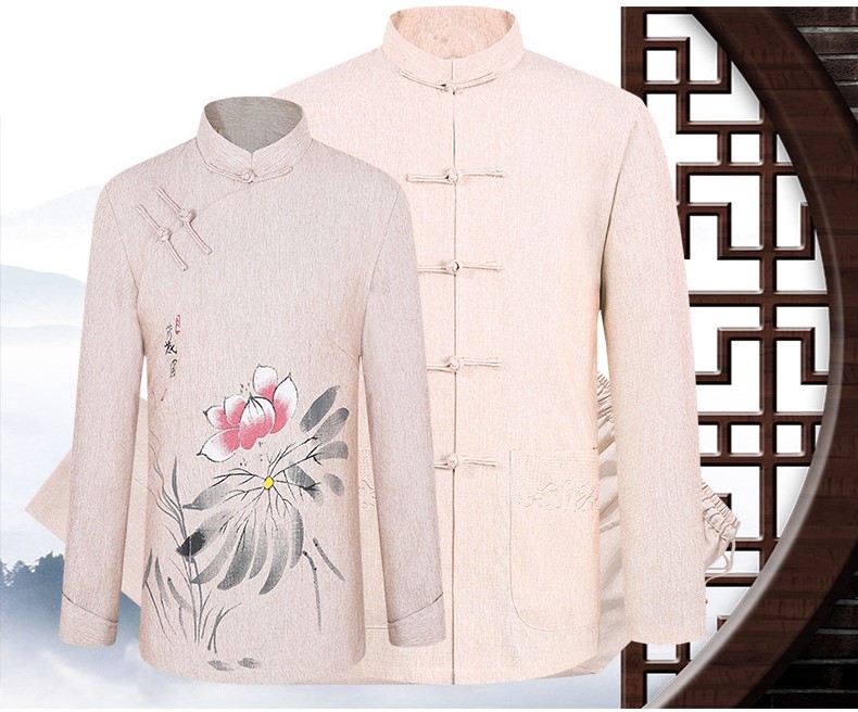 福連文苑棉麻長袖情侶唐裝