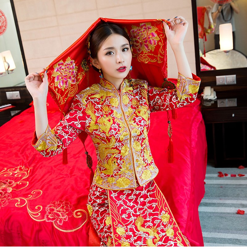 龍鳳褂中式婚禮禮服，時尚福連文苑新娘禮服