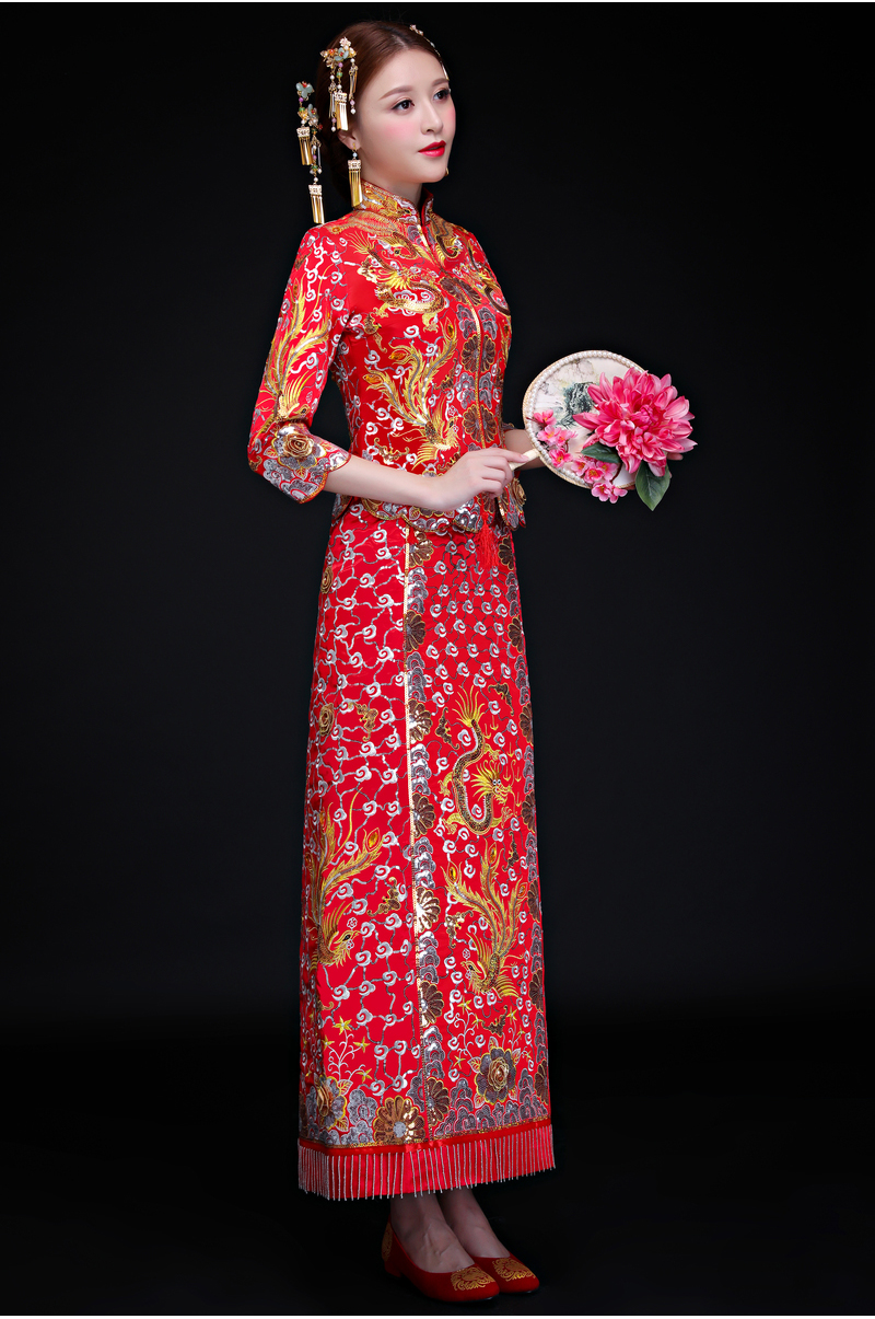 復(fù)古傳統(tǒng)中式禮服，時(shí)尚福連文苑新娘禮服