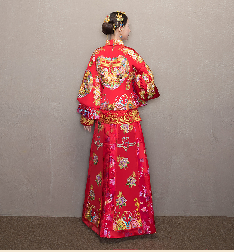 精致優(yōu)雅中式禮服，時(shí)尚福連文苑新娘禮服