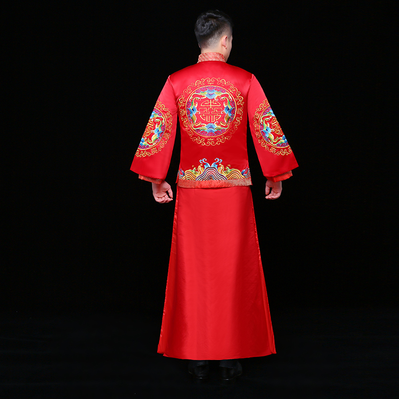 秀禾服男裝中式禮服，紅色雙喜新郎禮服