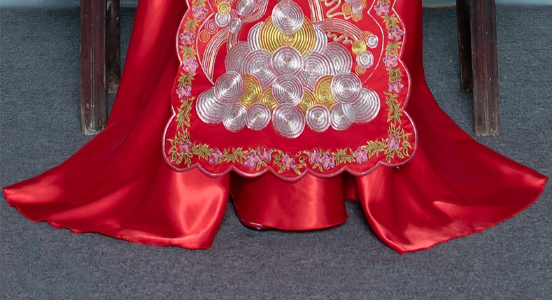 福連文苑高貴刺繡嫁衣，新娘結(jié)婚中式禮服