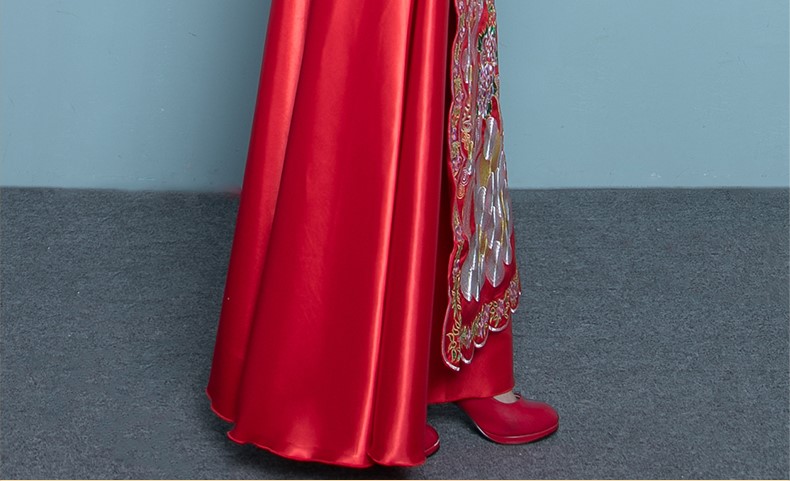 福連文苑高貴刺繡嫁衣，新娘結(jié)婚中式禮服