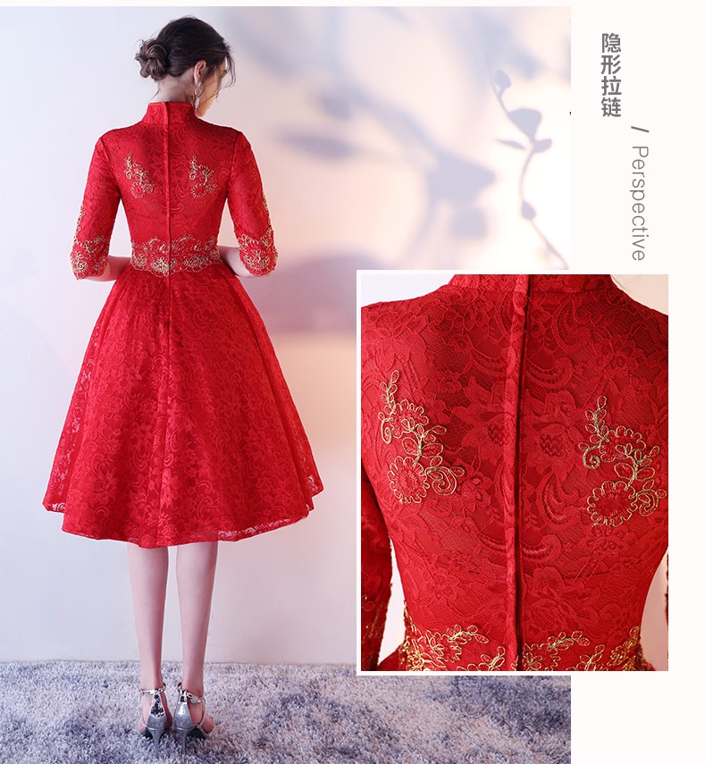 性感優(yōu)雅中式禮服，復(fù)古浪漫蕾絲晚禮服