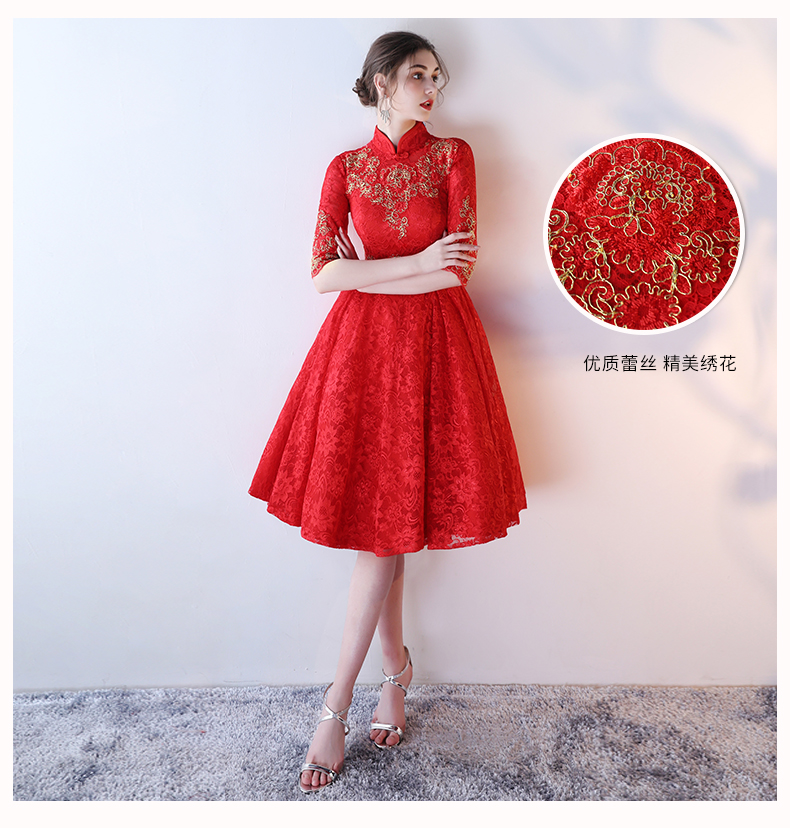 性感優(yōu)雅中式禮服，復(fù)古浪漫蕾絲晚禮服