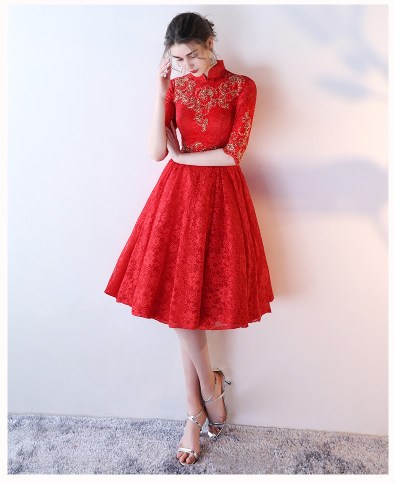 性感優(yōu)雅中式禮服，復(fù)古浪漫蕾絲晚禮服