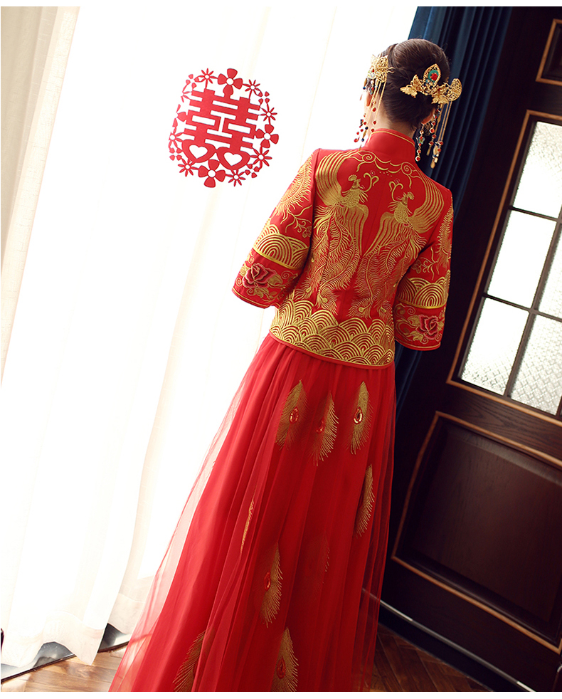 傳統(tǒng)古典中式禮服，復(fù)古新娘結(jié)婚禮服