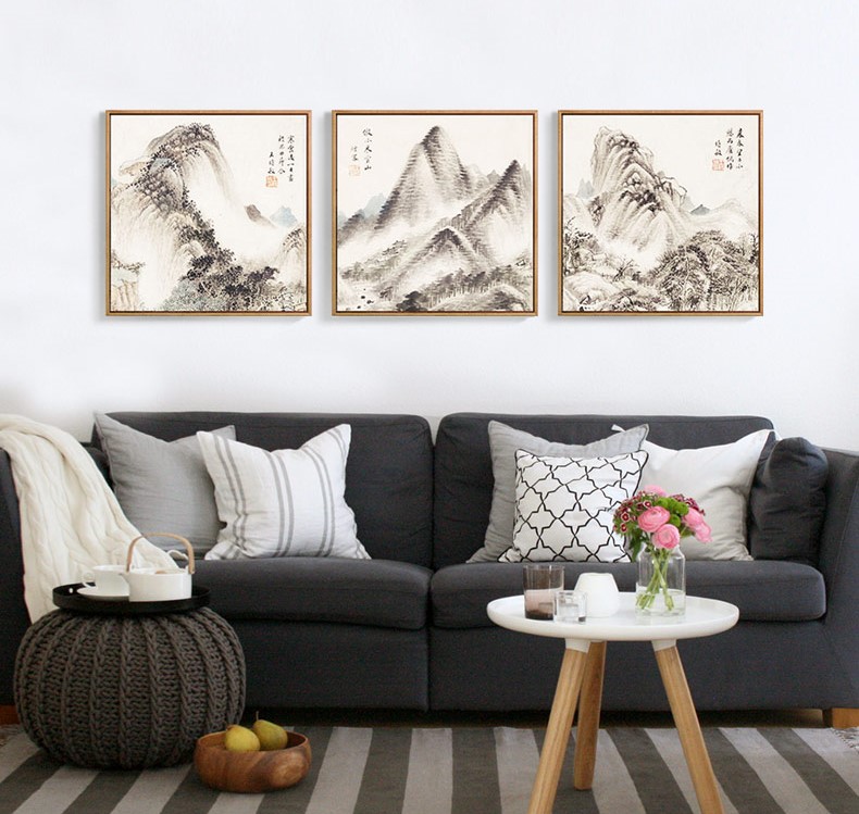 十款福連文苑裝飾畫，新中式中國(guó)水墨客廳掛畫