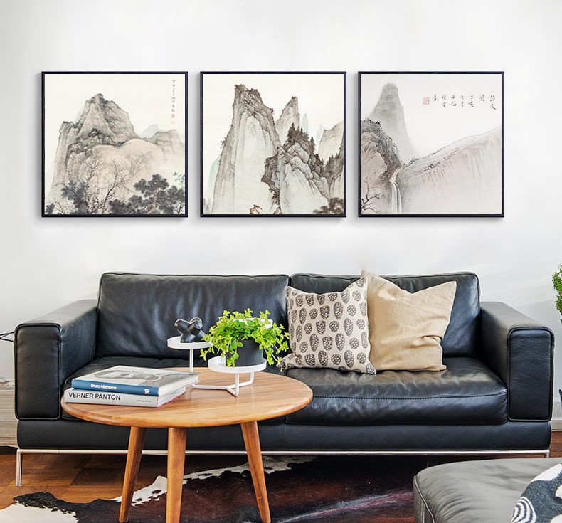 十款福連文苑裝飾畫，新中式中國(guó)水墨客廳掛畫