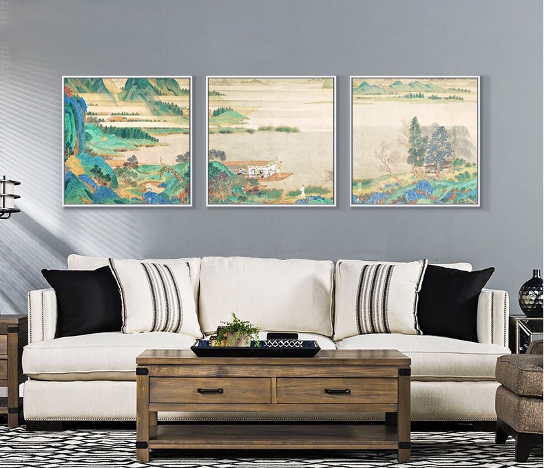 十款福連文苑裝飾畫，新中式中國(guó)水墨客廳掛畫