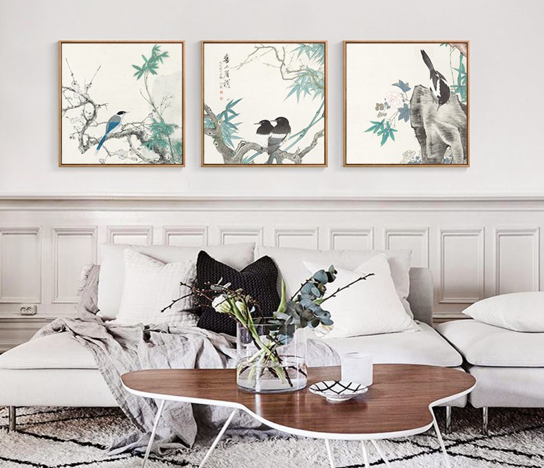 十款福連文苑裝飾畫，新中式中國水墨客廳掛畫