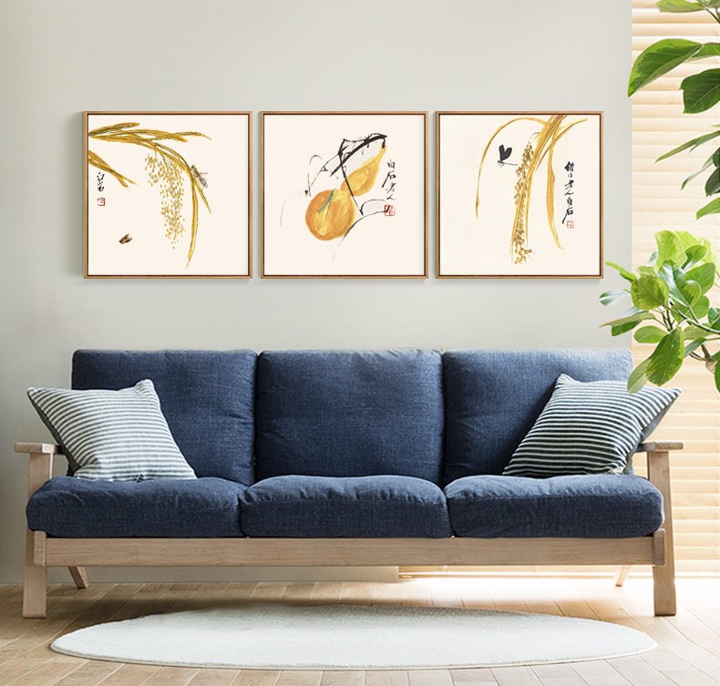 十款福連文苑裝飾畫，新中式中國水墨客廳掛畫