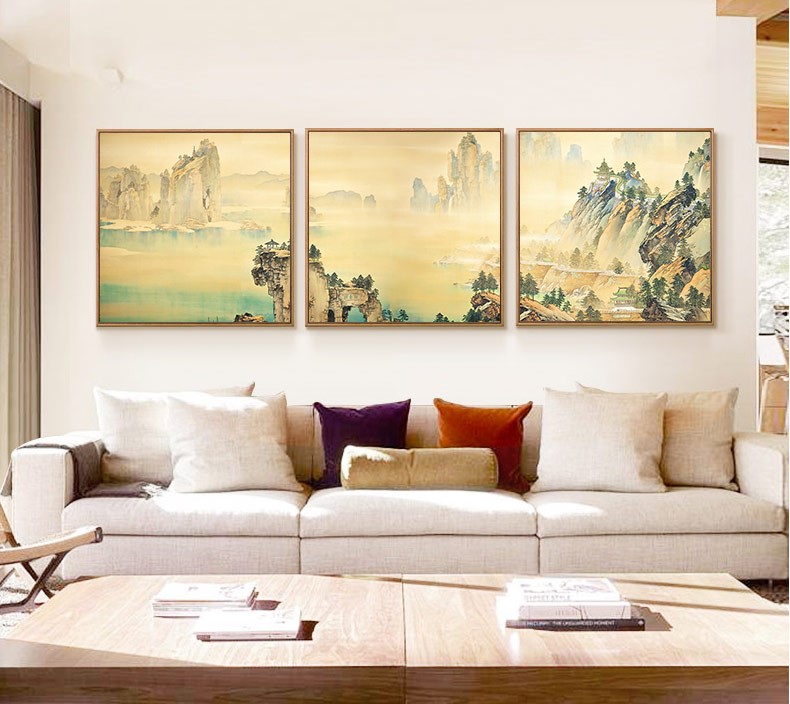 十款福連文苑裝飾畫，新中式中國水墨客廳掛畫