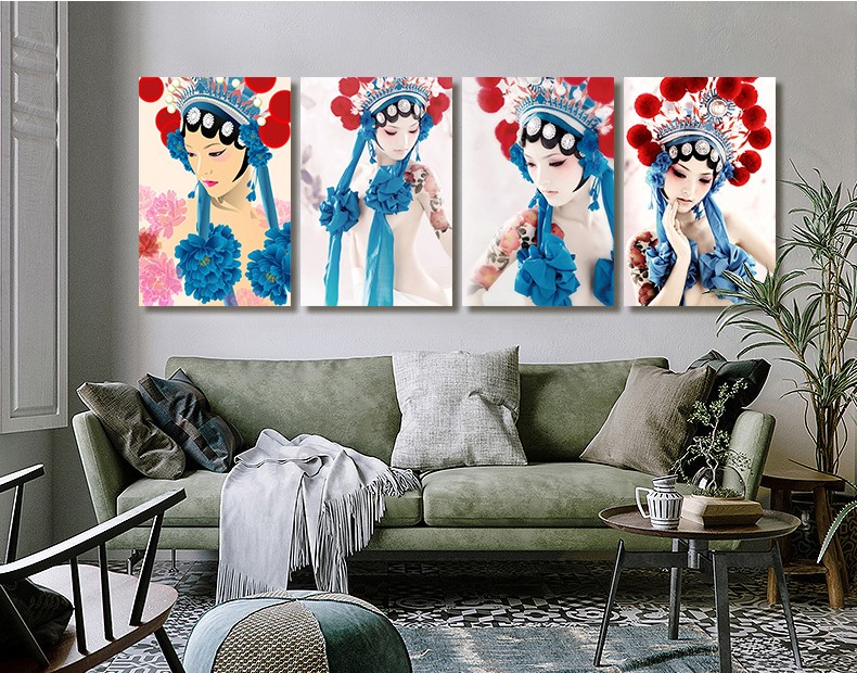 京劇花旦人物圖案掛畫，中國戲曲藝術(shù)裝飾畫