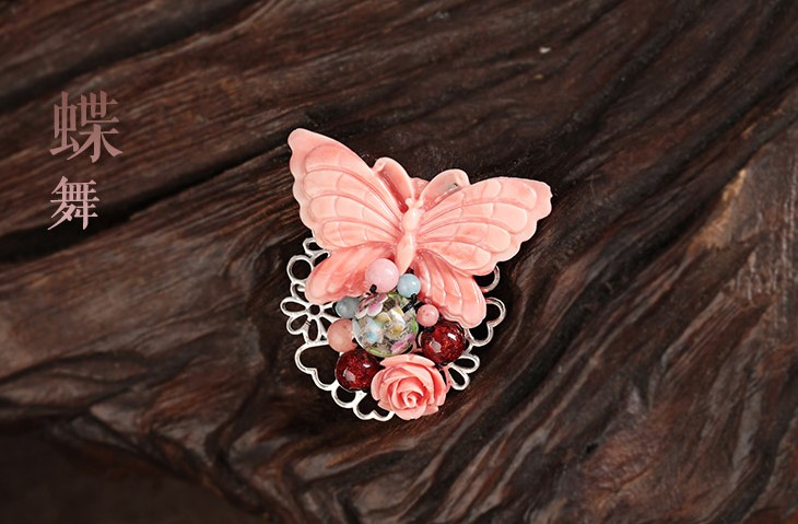 蝶舞福連文苑古典胸針，古風(fēng)毛衣胸花