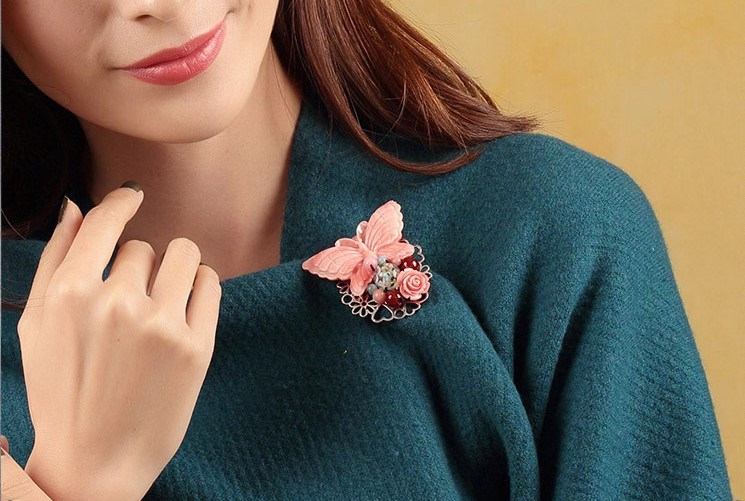 蝶舞福連文苑古典胸針，古風(fēng)毛衣胸花
