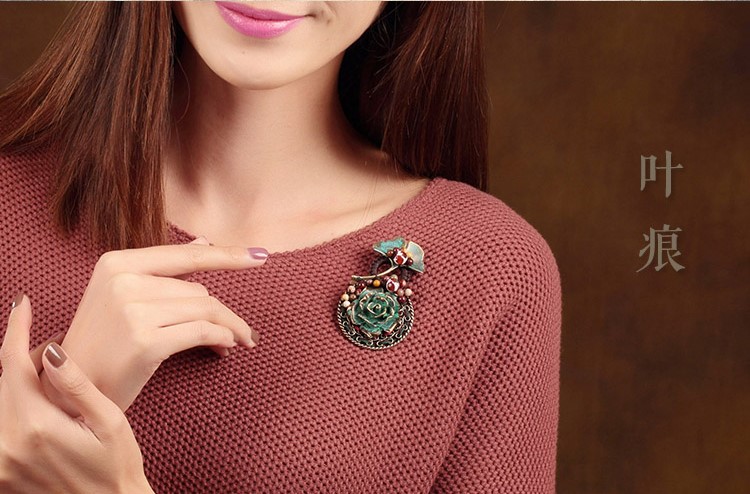 葉痕復(fù)古文藝胸針，民族風(fēng)風(fēng)胸花飾品