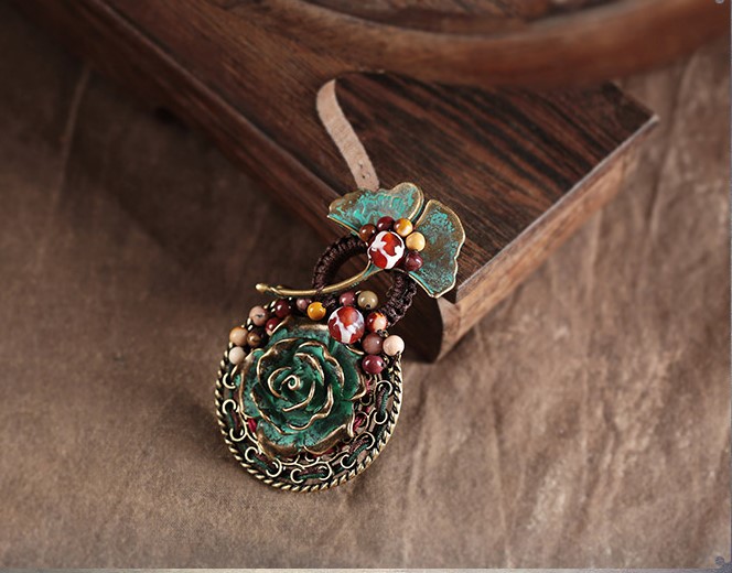 葉痕復(fù)古文藝胸針，民族風(fēng)風(fēng)胸花飾品