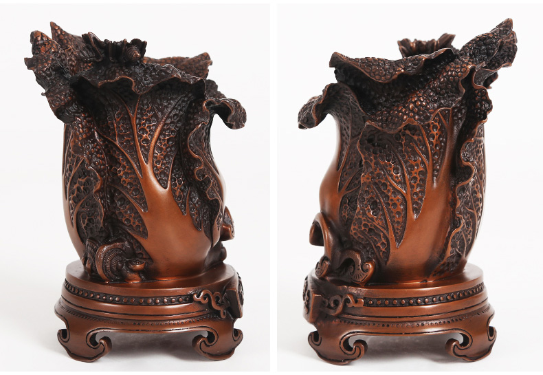 仿古百財(cái)聚來筆筒，招財(cái)文房四寶擺件