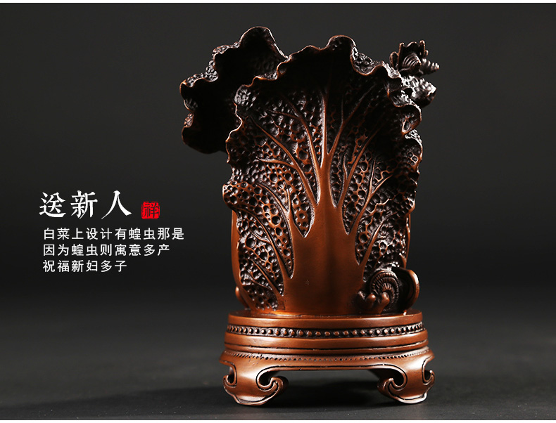 仿古百財(cái)聚來筆筒，招財(cái)文房四寶擺件