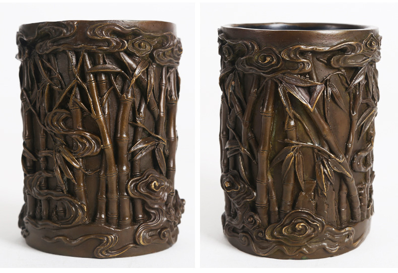 仿古步步高筆筒，文房四寶擺件