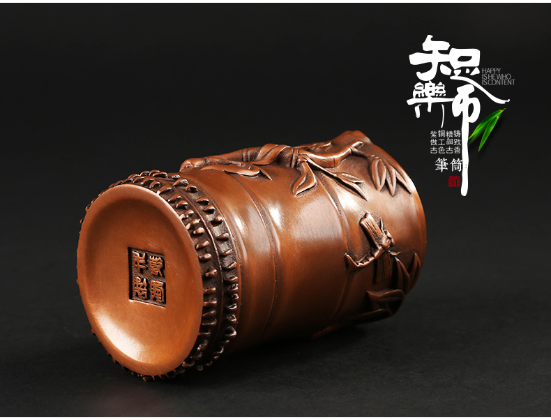 仿古知了蟬筆筒，文房四寶擺件