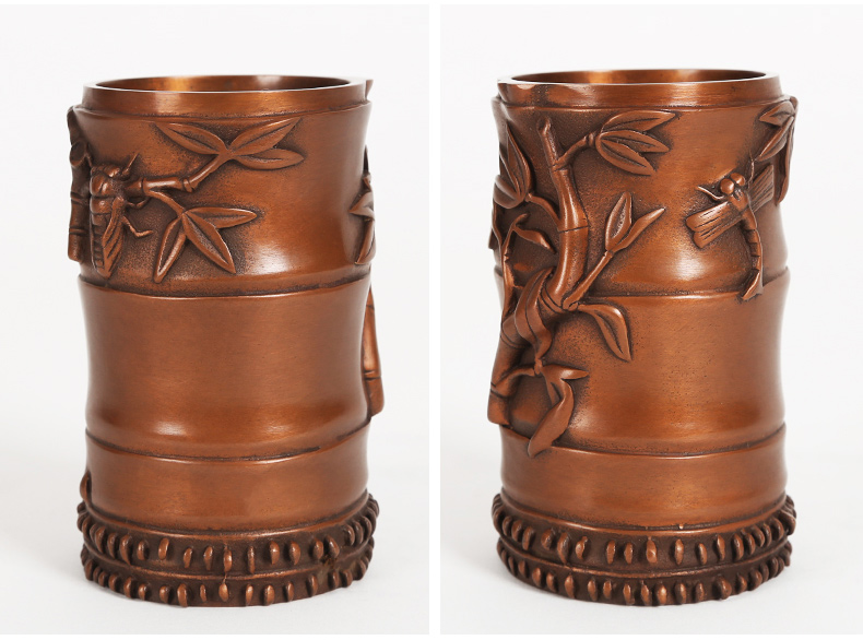 仿古知了蟬筆筒，文房四寶擺件