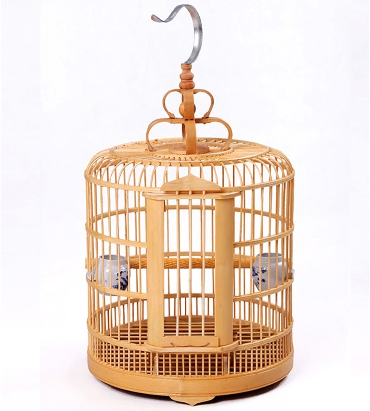 原木色畫眉鳥籠，竹制鳥籠子