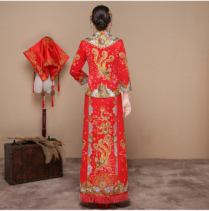 龍鳳之喜中式禮服，精致新娘結(jié)婚禮服