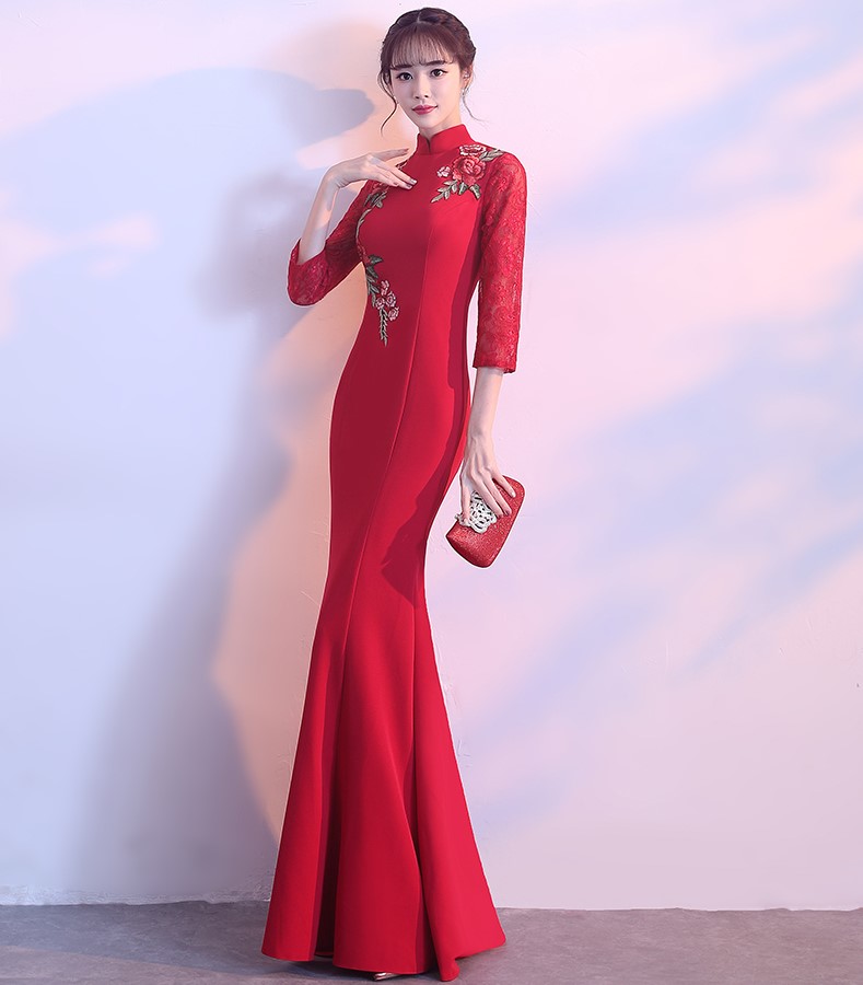 端莊大氣中式禮服，優(yōu)雅福連文苑晚禮服